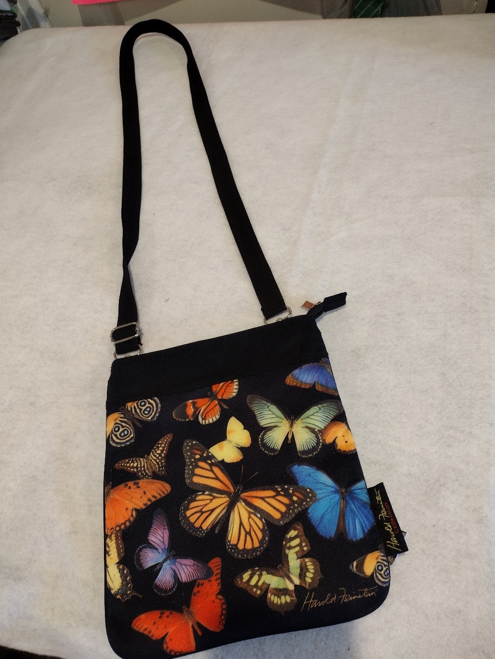 Wings Of Wonder Black Crossbody Bag with Butterfly Print